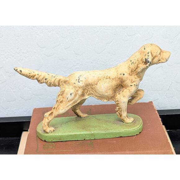 Cast Iron Hubley? English Setter Pointer Dog Doorstop Bookend Antique - Picture 2 of 4